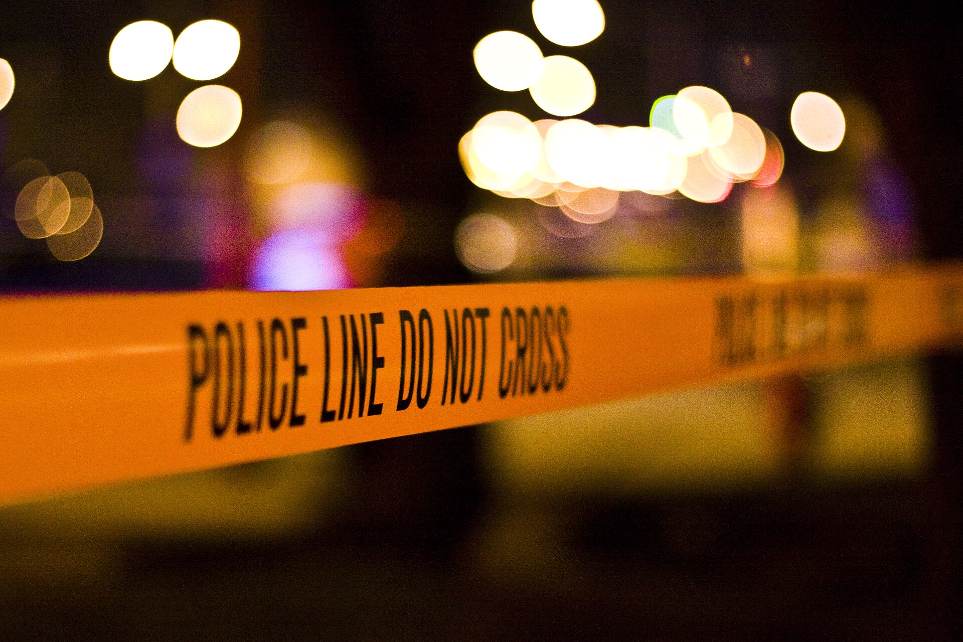 Police line tape at a crime scene